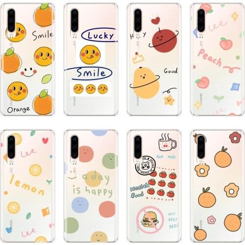 Silicone Phone Case For Huawei P20 Lite P Smart Plus 2019 Cute Peach Funny Lemon Back Cover For Huawei P30 Lite Pro P Smart Z