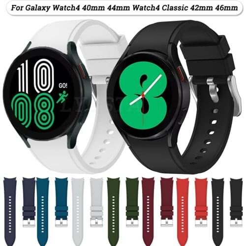 Curved End Silicone Bracelet For Samsung Galaxy Watch 4 classic 46mm 42mm Replacement Strap Galaxy Watch4 44mm 40mm Wristband