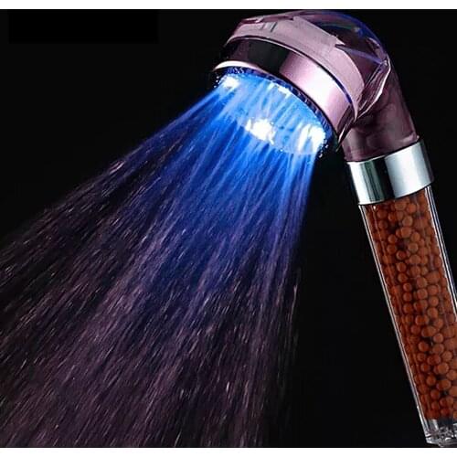 LED Temperature Control High Pressure Rainfall Shower SPA 3/7 Color Light Water Saving Mineral Filter Showerhead Gift