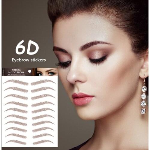 6D Hair Like Eyebrows Makeup Waterproof Eyebrow Tattoo Sticker Long Lasting Natural Fake Eyebrow Stickers Cosmetics