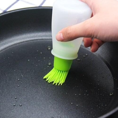 High Temperature Resistant Silicone Barbecue Bottle Oil Brush With Cap Household Baking Grill Brushes Pancake Kitchen Gadgets
