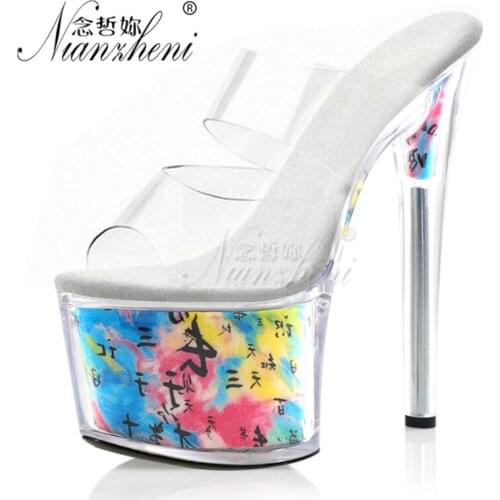 17CM High heels Platform stripper heels Sexy Stage Show Nightclub Pole dance shoes Models Party Full dress Elegant Slippers New