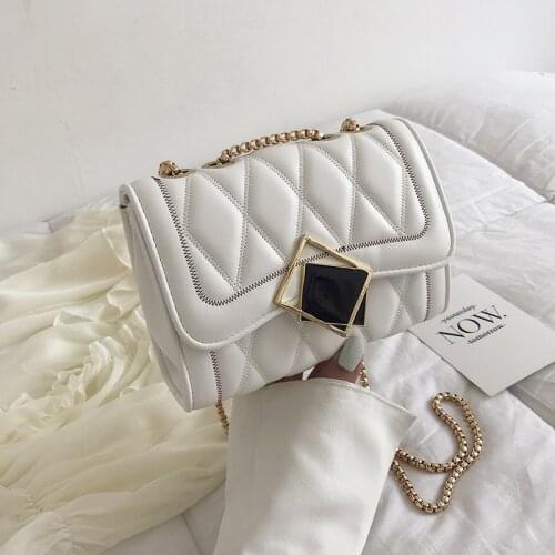 Womens bags 2019 new Korean fashion rhombus messenger bag simple chain embroidery thread one-shoulder small square bag purses