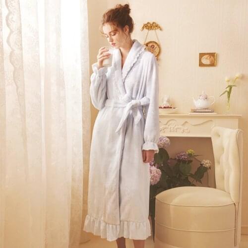 Lady Robe Bathrobe Sleepwear House Robe Woman Robe Winter Velvet