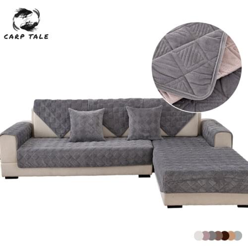 Winter Plush Sofa Cover Non-slip Sofa Seat Armchair Cover Solid Color Corner Sofa Covers For Living Room Chairs Couch Slipcover