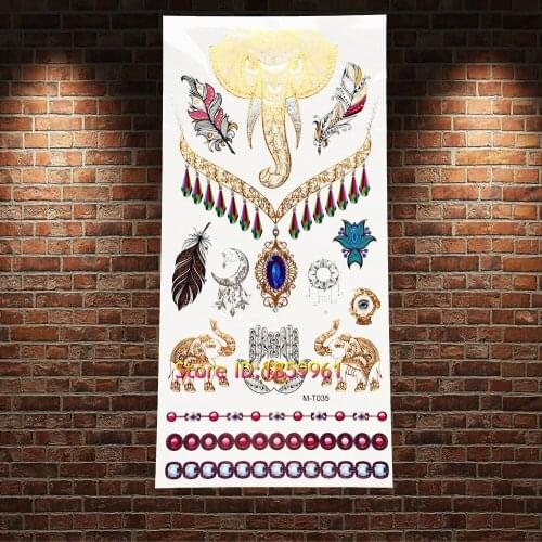 1PC Fashion Angel Wings Designs Gold Flash Metallic Temporary Tattoo Makeup Body Art AGLH-006 Black Cat Fake Tattoo Choker Neck