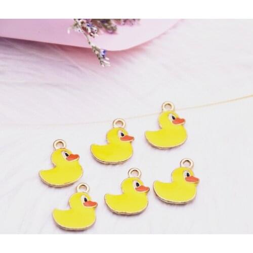10pcs 17*18MM Little Yellow Duck Enamel Charms Fashion Earring Charms Zinc Alloy Duck Pendants DIY Jewelry Accessory Craft FX445