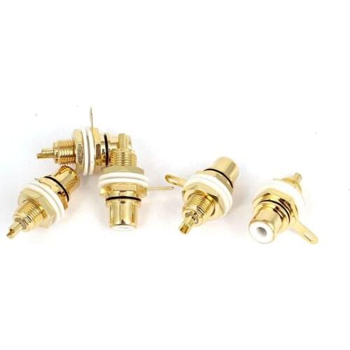 10pcs Amplifier Audio Terminal RCA Female Panel Mount Plug Chassis Audio RCA Female Socket Adapter Amplifier Nut Solder Cup