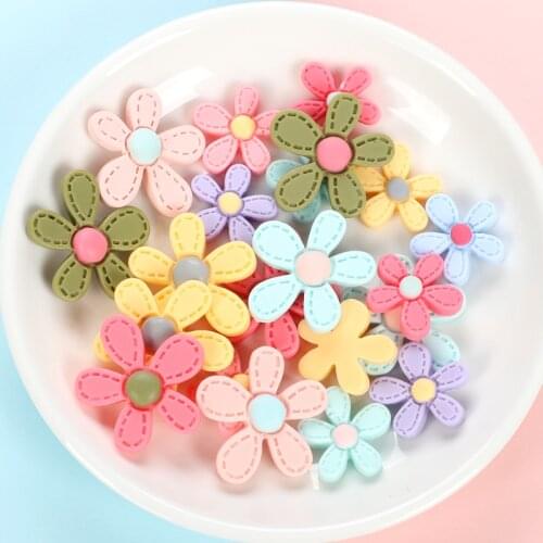 10Pcs Mixed Cute Line Flowers Resin Kawaii Jewelry Accessories DIY Scrapbooking Cabochon Flatback Decoration Craft Embellishment