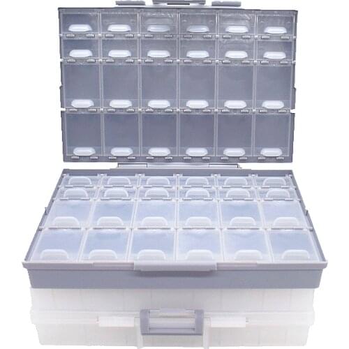 2 of AideTek BOX-ALL-48+BOXALL-24 Combo Empty Boxes Enclosure SMD SMT Parts Compartments Lids Beads Craft Organizer