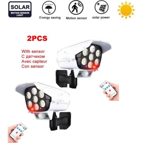 2pcs remote Solar motion sensor lamp light Dummy Fake Camera Power Imitation High Simulation Camera Outdoor Monitor Waterproof S