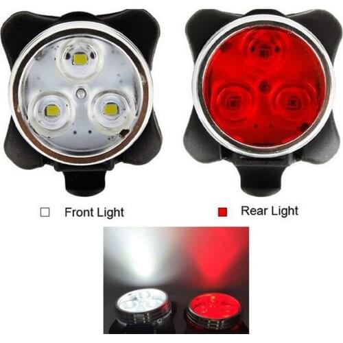2PCS/lot USB Rechargeable Bike Front Light Head Flash Torch + Night Rear Tail Flashlight Warning Cycling 3 LED Lamp