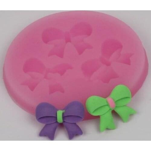 3 Holes Bow Shaped Liquid Silicone Clay Mold Cake Making Tools DIY Fondant Baking Molds