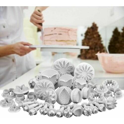 33pcs/set Plastic Flower Fondant Cake Decorating Tools Sugarcraft Plunger Cutter Baking Cookies Mold Fondant Icing Plunger