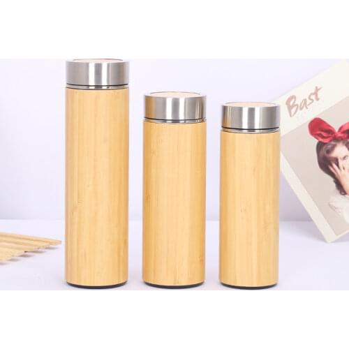 350ml/450ml/550ml Bamboo Thermos Water Bottle Wooden and Stainless Steel Vacuum Flasks Tea Cup for Men Women