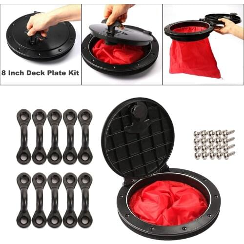 8" Kayak Deck Hatch with Cat Bag, Canoe Boat Deck Plate with Red Storage Bag, Fishing Boat Rigging Pad Eyes and Screws Hardware