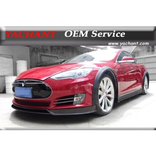 Car-Styling Carbon Fiber Front Lip Splitter Fit For 2012-2015 Tesla Model S RZ R-Zentric Style Front Bumper Lip