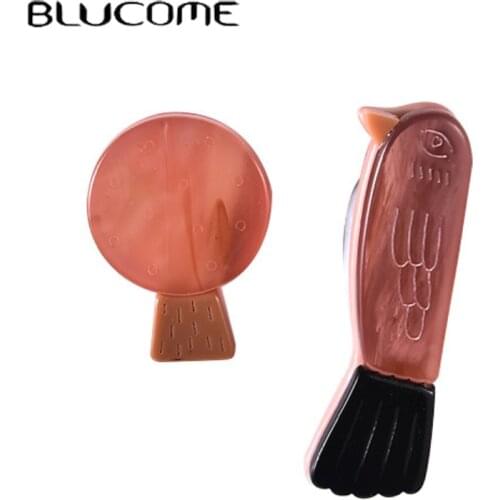 Blucome Two Brooch A Set For Flower Birds Special Design Acrylic Hand Made Animal Brooch Hijab Pins Set Women Men Corsage