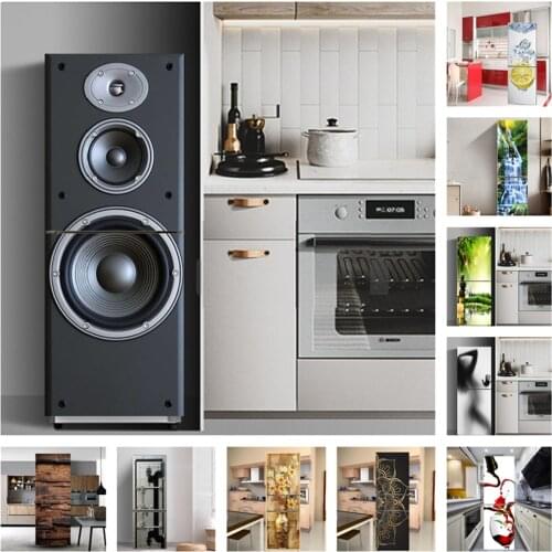 Big Speaker Self Adhesive Dishwasher Refrigerator Wrap Freezer Sticker Kids Art Fridge Door Cover Wallpaper Kitchen Accessories