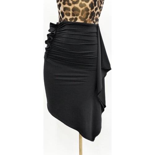 Black Dance Skirt Ladies Latin Dnace Costume Ruffle Skirt Tango Samba Training Clothing Professional Latin Practice Dress 2032