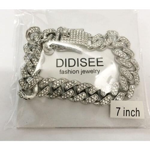 BLBLJERY Iced Out Bracelet Gold Miami Cuban Chain Link Choker Punk Hip Hop Jewelry Gold Chain for Men Corrente Ice Chain