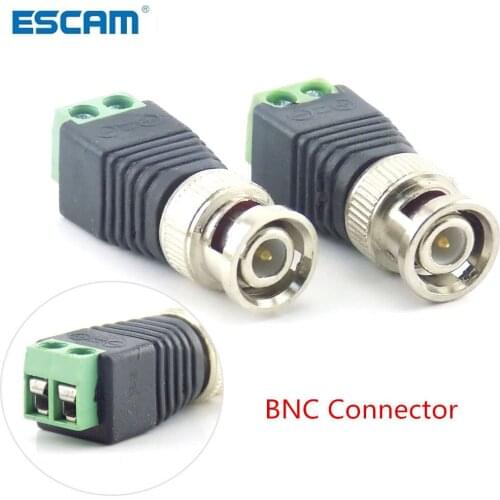 ESCAM 2/5/10pcs DC BNC Male female Connector Coax CAT5 Video Balun Adapter Plug for Led Strip Lights CCTV Camera Accessories