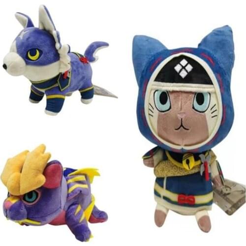 Hot 25cm New Monster Animals Cat Dragon Plush Toys Cute Hunter Magnamalo Palico Palamute Stuffed Toy Gifts