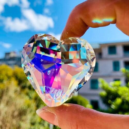 45mm AB Heart Crystal Prisms Suncatcher Chandelier Part Love Pendant Glass Hanging Home Wedding Decor DIY Ornament Accessories