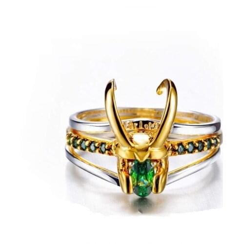 Creative Superhero Thor Loki Helmet 3 In 1 Ring Stacking Unisex Gold-plating Ring Men Charm Jewelry Women Jewelry Gift