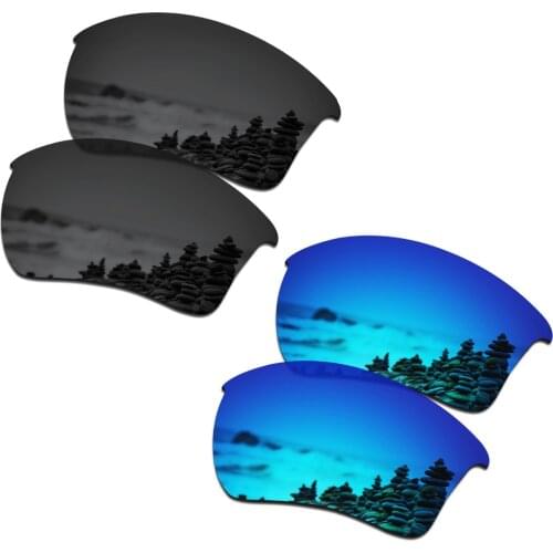 SmartVLT 2 Pairs Polarized Sunglasses Replacement Lenses for Oakley Half Jacket 2.0 XL Stealth Black and Ice Blue