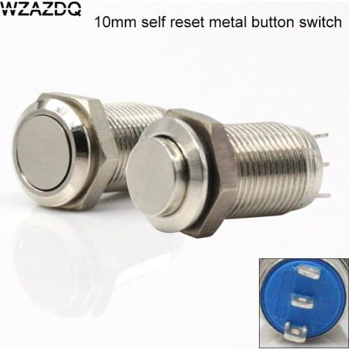 10mm metal button switch high or flat automatic reset button switch to turn on and off waterproofing and rust protection