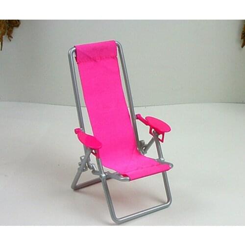 Mini Beach Chair Play House Toy Reclining Chair Foldable Deckchair Dollhouse Decor Doll Chair Toy Doll Accessories