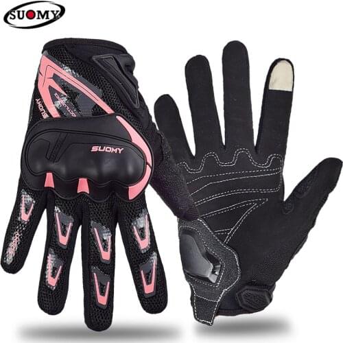 Suomy Motorcycle Gloves Sport Motorbike Racing Street Summer Gloves Waterproof Touch Cycling Mountain Bike Gloves Women Pink M