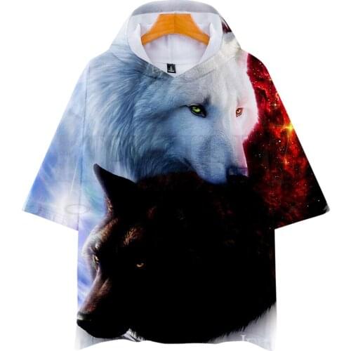 Meteor Moon Wolf Hooded T-shirt Men/Women Casual Summer T shirts 3D Print Hooded Fashion Clothes Hip Hop Short Sleeve Pullover