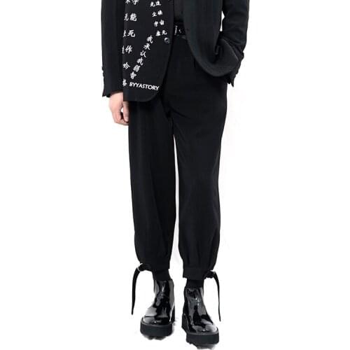2021 Men clothing Hair Stylist fashion Casual cropped Pants with black closing strap plus size costumes 27-46