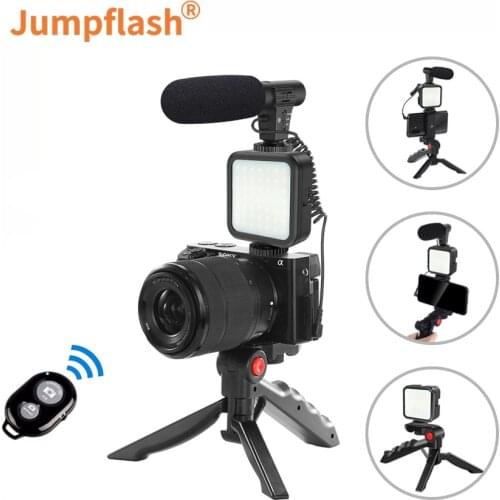 Jumpflash Vlog Shooting Kits Studio Photography Suit With Microphone LED Fill Light Tripod For Smartphone Camera Video Recording