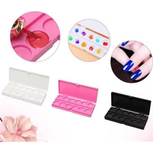 New Plastic Rectangular Shape Nail Art Painting Watercolor Palette Foundation Eyeshadow Eye Shadow Double Layer Paint Box 1PC