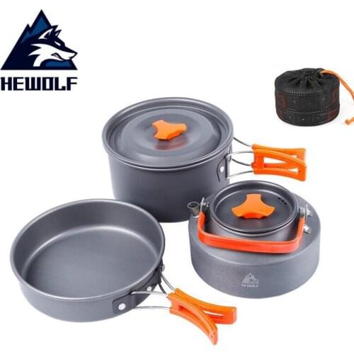 Outdoor Camping Cookware Pot Frying Pans Picnic Set Handle Pan Camping Picnic Tableware For Tourists Tea Kettles For Gas Cookers