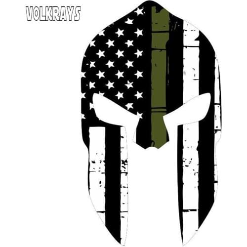 Volkrays Funny Car Sticker Spartan Helmet Olive Drab Accessorie Waterproof PVC Decal for Renault Clio Saab Opel Corsa,15cm*8cm