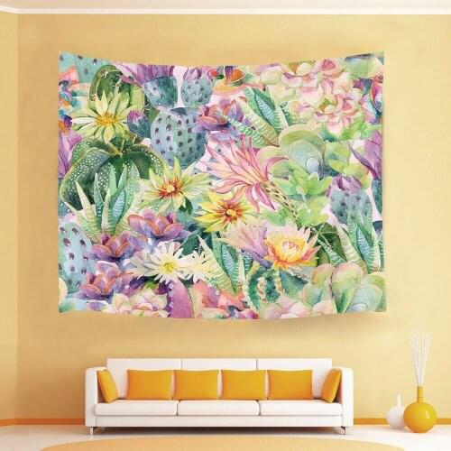 Tropical Colorful Cactus Tapestry Wall Hanging Living Room Bedroom Dorm Decor