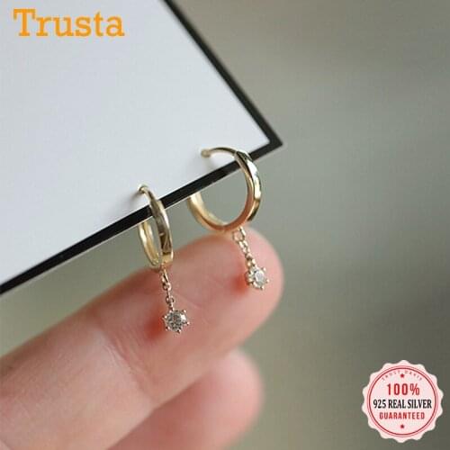 TrustDavis Genuine 925 Sterling Silver Fashion Sweet Charm Hoop Earrings For Girls/Boys Fine Jewelry Accessory Party Gift DB1382