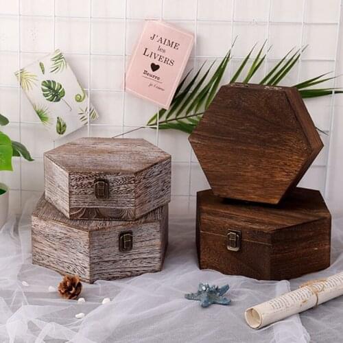 Solid Wood Storage Box Vintage Jewelry Deposit Alloy Lock Catch Large Capacity Thicken Fall Resistant Creative Gift Package Box