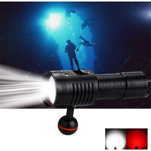 1000 Lumen 6x White+Red LED Diving Flashlight Torch Underwater 100M Video Camera Photography Lamp With 18650/26650 Battery
