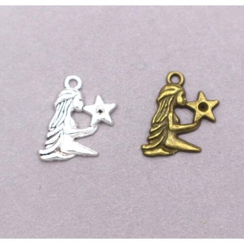 18pcs wholesale zinc alloy Zodiac charms twelve constellations Virgo charms Metal sign pendant