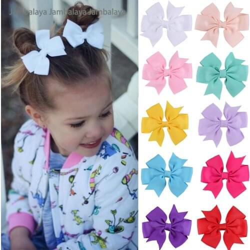 20pcs/lot Girls Ribbon Hair Bow with Clips Baby Grosgrain Bowknot Clips Hairpins Children Cute Headwear Kids Hair Accessories