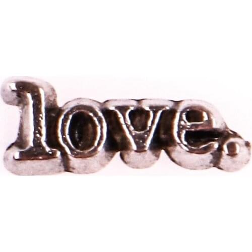 F577 Silver love words shape floating charms for living memory glass floating locket charms DIY jewelry 20pcs/lot