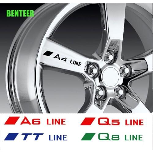 4pcs Car Wheel Sticker For Audi Sline A1 A3 A4 A5 A6 A7 A8 Q2 Q3 Q5 Q7 Q8 TT S3 S4 S5 S6 B8