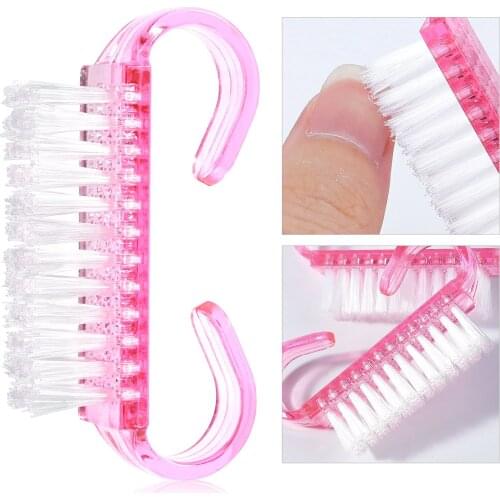 5Pcs/Lot Pink Nail Cleaning Clean Brush File Manicure Pedicure Soft Remove Dust Small Angle Clear Tools For Nail Care