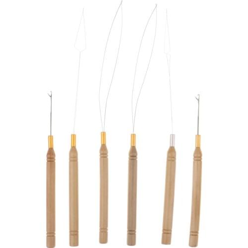 6Pcs Hair Extensions Loop, Micro Rings Links Beads Threader Wire Hook