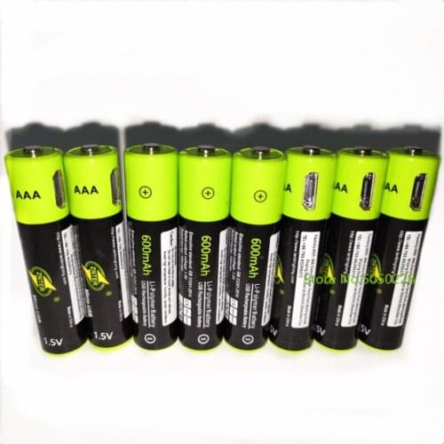 8pcs/lot ZNTER 1.5V AAA 600mAh rechargeable lithium battery USB lithium polymer battery fast charging via Micro USB cable
